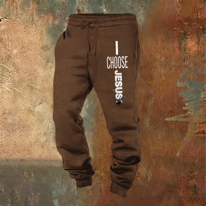 Christianartworkshop I Choose Jesus Sweatpants: Daily Wear with Faithful Commitment - Brown - 2XL - image 20