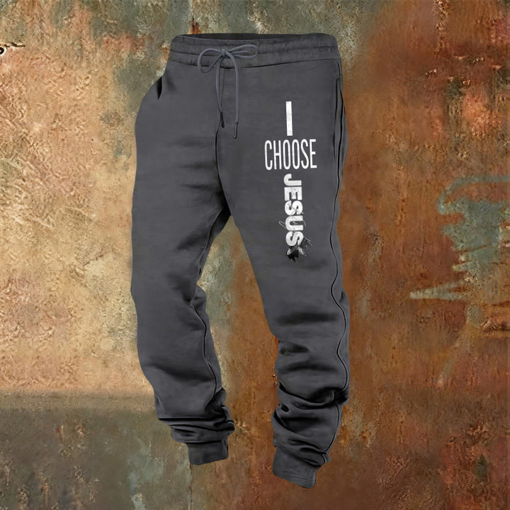 Christianartworkshop I Choose Jesus Sweatpants: Daily Wear with Faithful Commitment - Warm Grey - 2XL - image 8