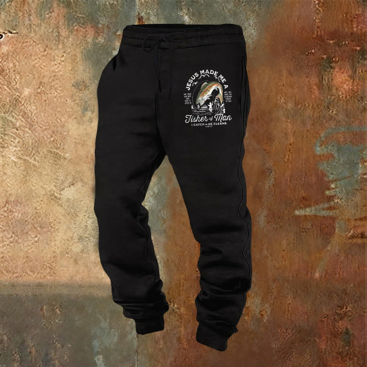 Christianartworkshop Fisher of Men Faith Sweatpants: Daily Wear with Spiritual Mission - Black - 2XL - image 8