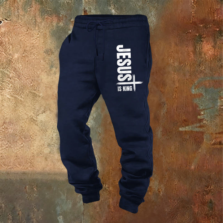 Christianartworkshop Jesus Is King Sweatpants: Daily Wear with Royal Faith - Navy Blue - 2XL - image 20