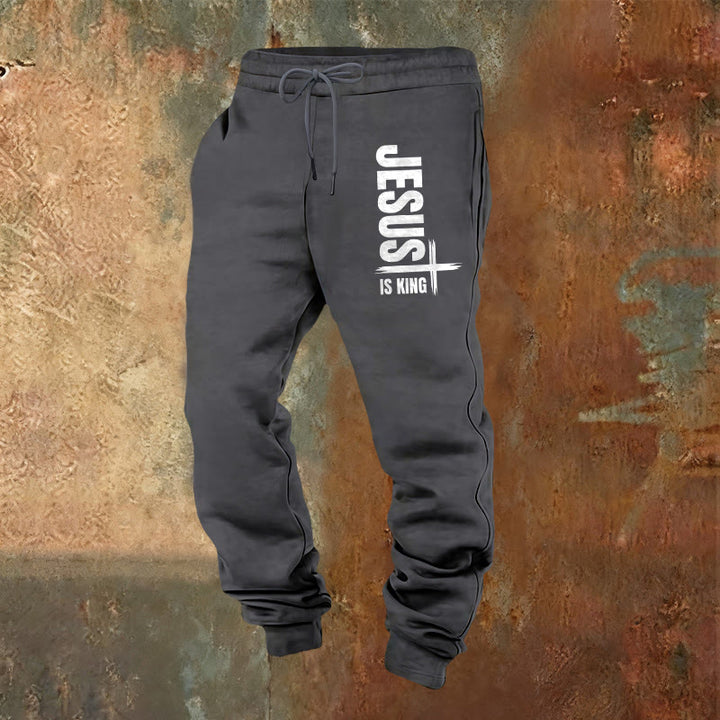 Christianartworkshop Jesus Is King Sweatpants: Daily Wear with Royal Faith - Warm Grey - 2XL - image 12