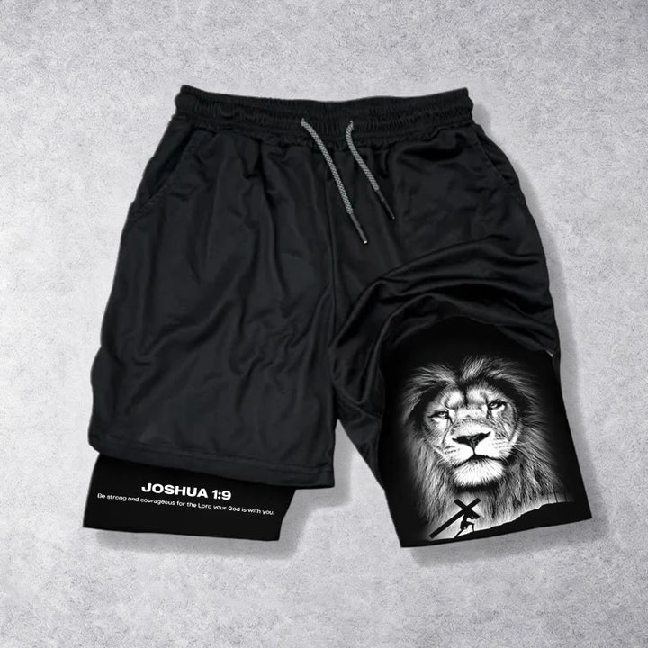 Christianartworkshop Joshua 1:9 Lion Performance Shorts - Shorts - 3XL - image 0