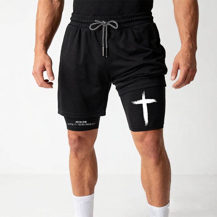 Christianartworkshop John 3:16 Cross Performance Shorts - image 9