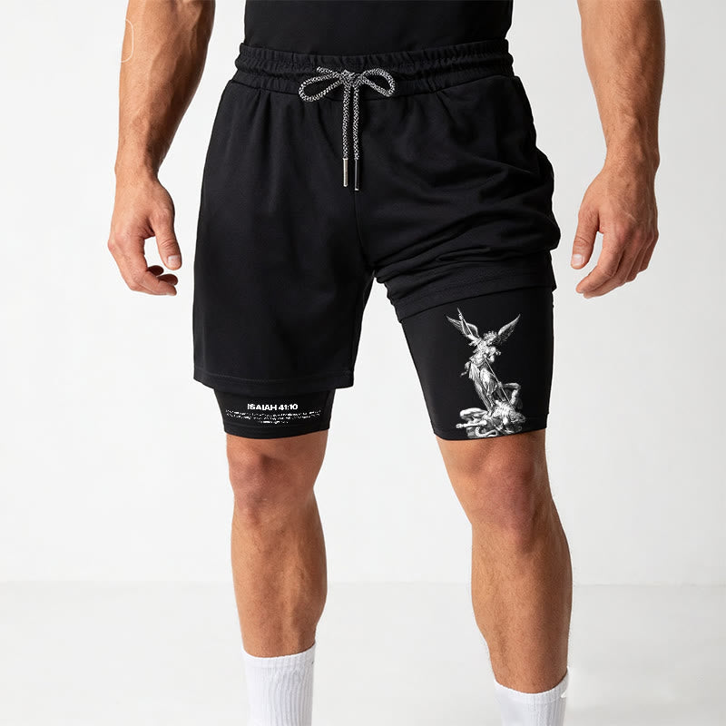 Christianartworkshop Isaiah 41:10 Angel & Devil Performance Shorts - image 9