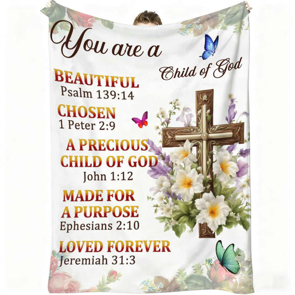 Christianartworkshop Scripture & Cross Child of God Tapestry: Biblical Inspiration & Cozy Home Decor - 29.5''*39.4''/75*100cm - image 0