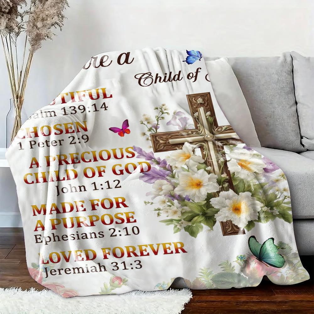 Christianartworkshop Scripture & Cross Child of God Tapestry: Biblical Inspiration & Cozy Home Decor - 51.2''*59.1''/130*150cm - image 0