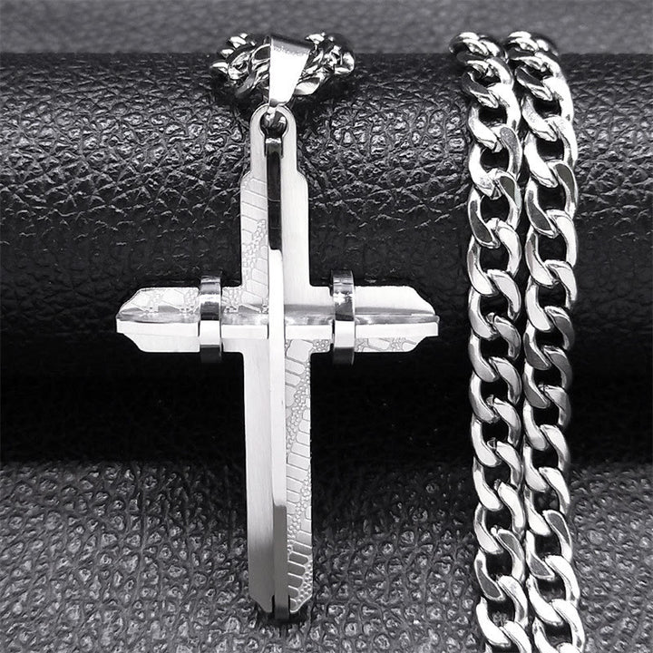 Christianartworkshop Statement Cross Necklace: Bold Craft & Spiritual Symbol for Faith-Driven Style - Silver - image 0