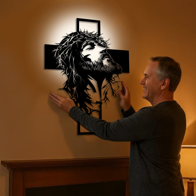 Christianartworkshop Crown of Thorns Jesus Cross Metal Wall Decor: Heartfelt Faith Statement  - image 1
