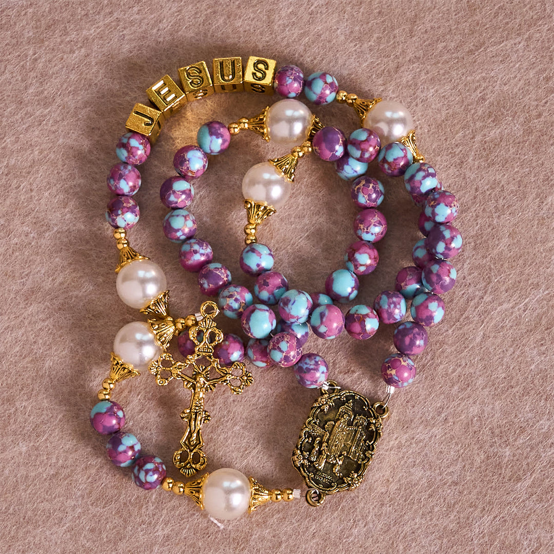 Christianartworkshop Royal Faith Purple Imperial Stone Custom Rosary with Personalized JESUS Letter - image 7