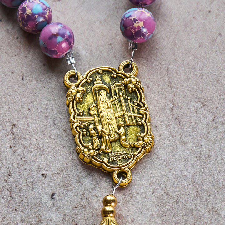 Christianartworkshop Royal Faith Purple Imperial Stone Custom Rosary with Personalized JESUS Letter - image 8