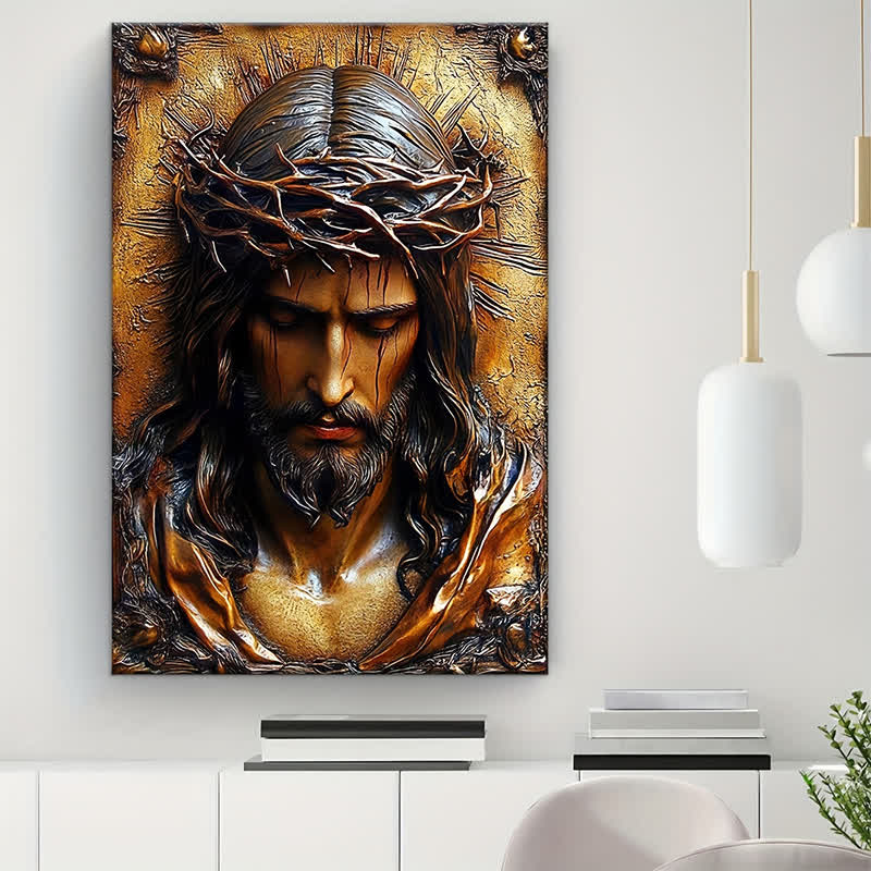 Christianartworkshop Crown of Thorns Jesus Art Prints: Faith-Driven Gift for Devout Believers - Framed Canvas Painting - 11.81''*15.75''/30*40cm - image 0