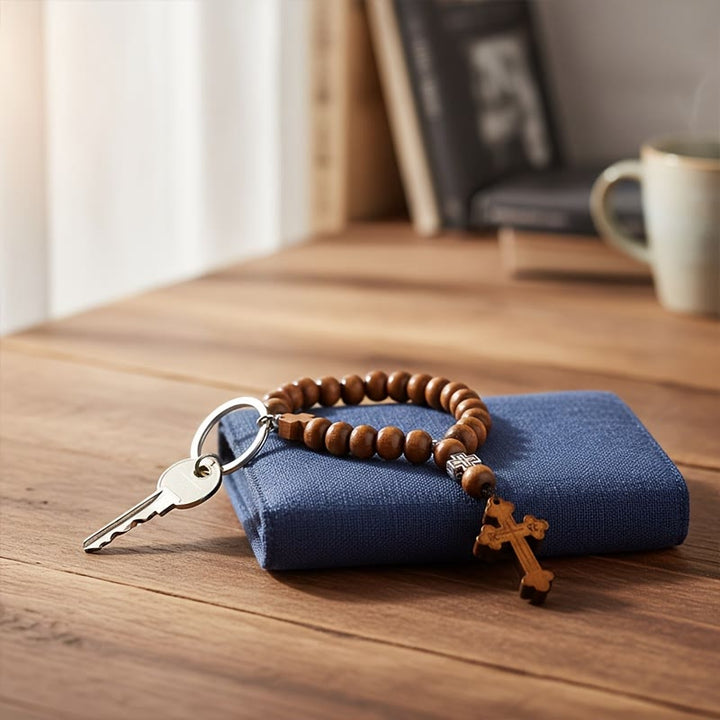 Christianartworkshop Faithful Journey Wooden Cross Car Pendant: Drive with God's Peace - image 3