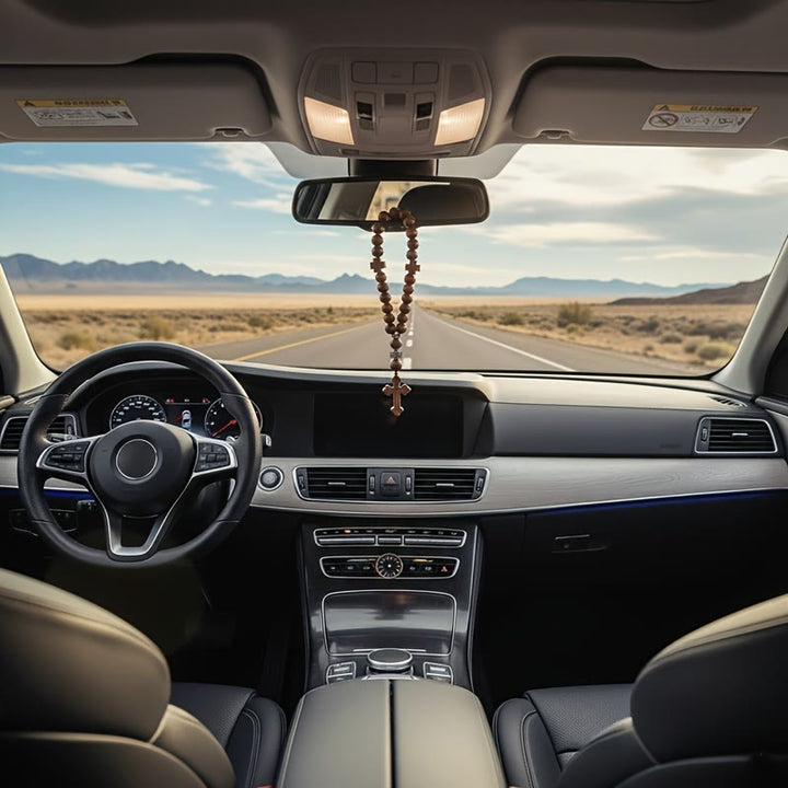 Christianartworkshop Faithful Journey Wooden Cross Car Pendant: Drive with God's Peace - image 2