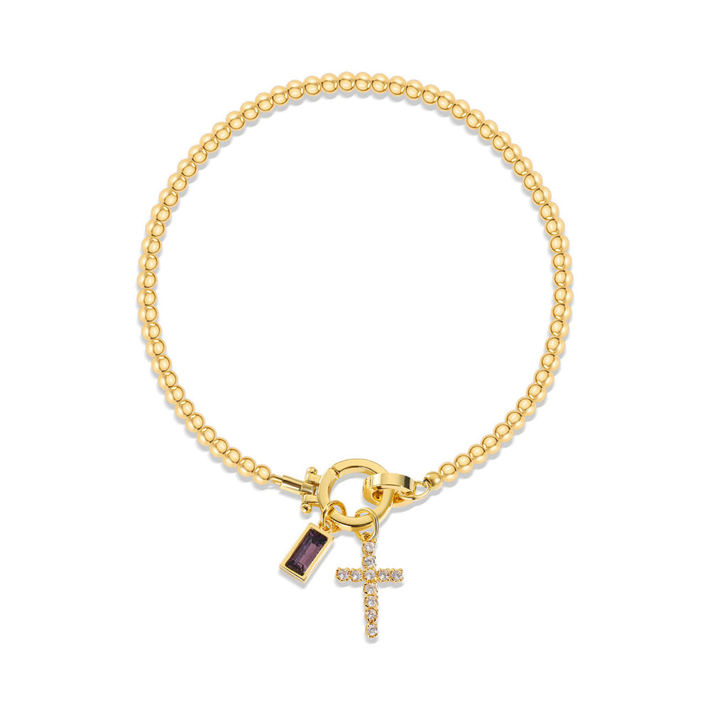 Christianartworkshop 12 Birthstone Cross Bracelet: Faith-Driven Identity & Timeless Devotion - February - image 1