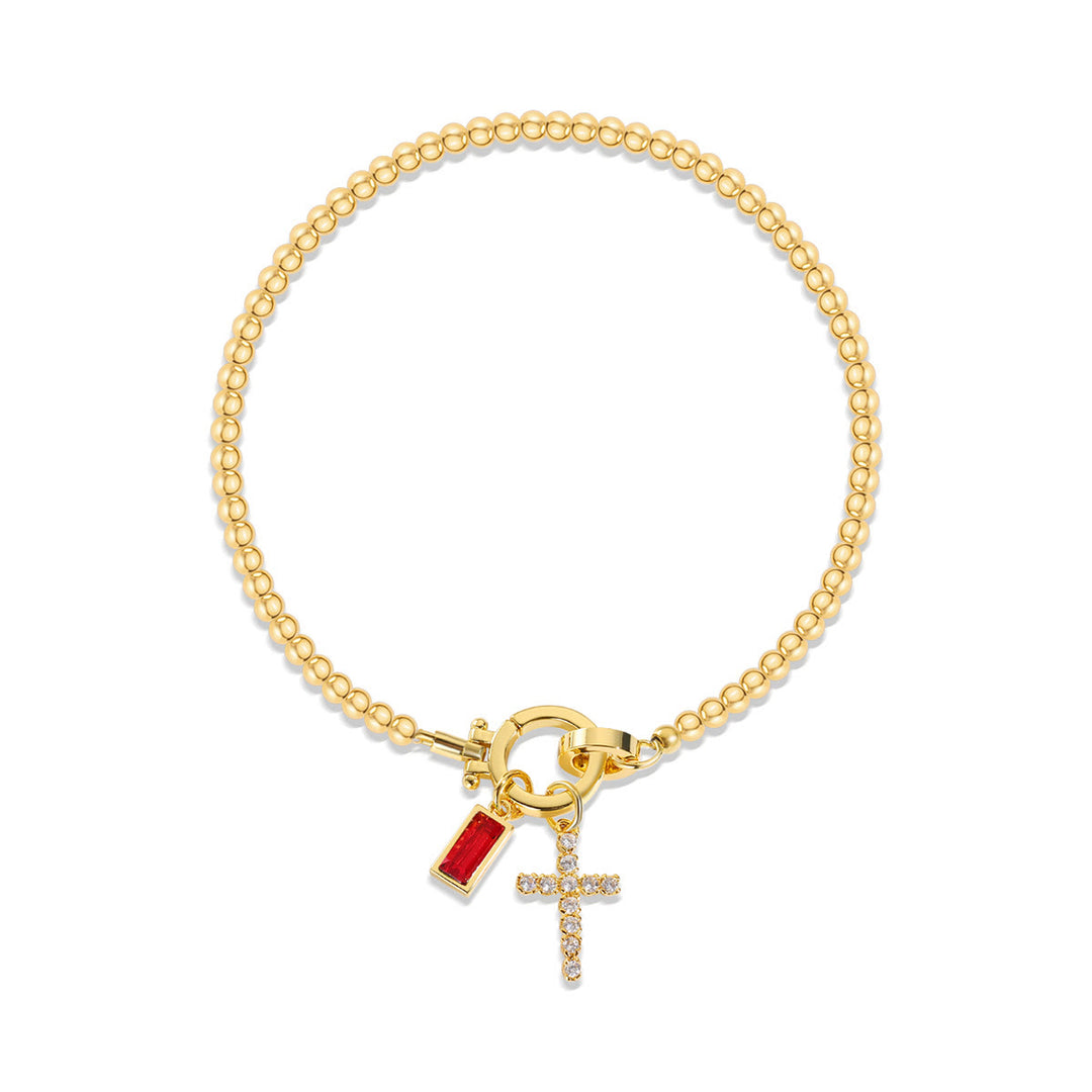 Christianartworkshop 12 Birthstone Cross Bracelet: Faith-Driven Identity & Timeless Devotion - January - image 0