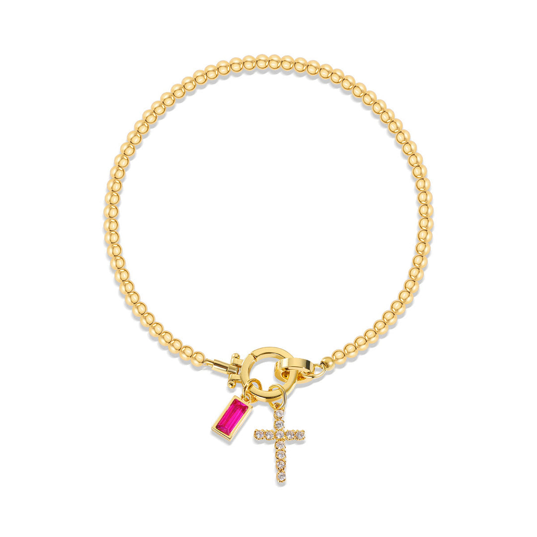 Christianartworkshop 12 Birthstone Cross Bracelet: Faith-Driven Identity & Timeless Devotion - July - image 6