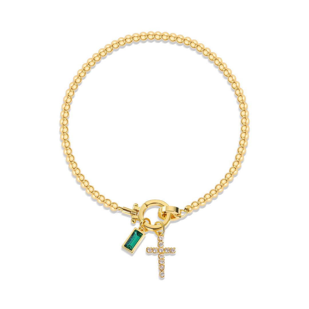 Christianartworkshop 12 Birthstone Cross Bracelet: Faith-Driven Identity & Timeless Devotion - May - image 4