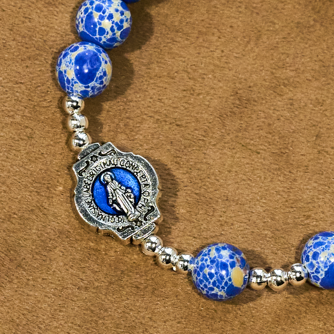 Christianartworkshop Blue Imperial Stone Marian Bracelet: A Token of Prayer and Peace - image 1