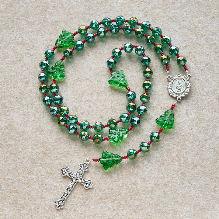Christianartworkshop Christmas Gift: Joyful Green Tree of Hope Christmas Rosary: Celebrate Christ's Birth - image 10