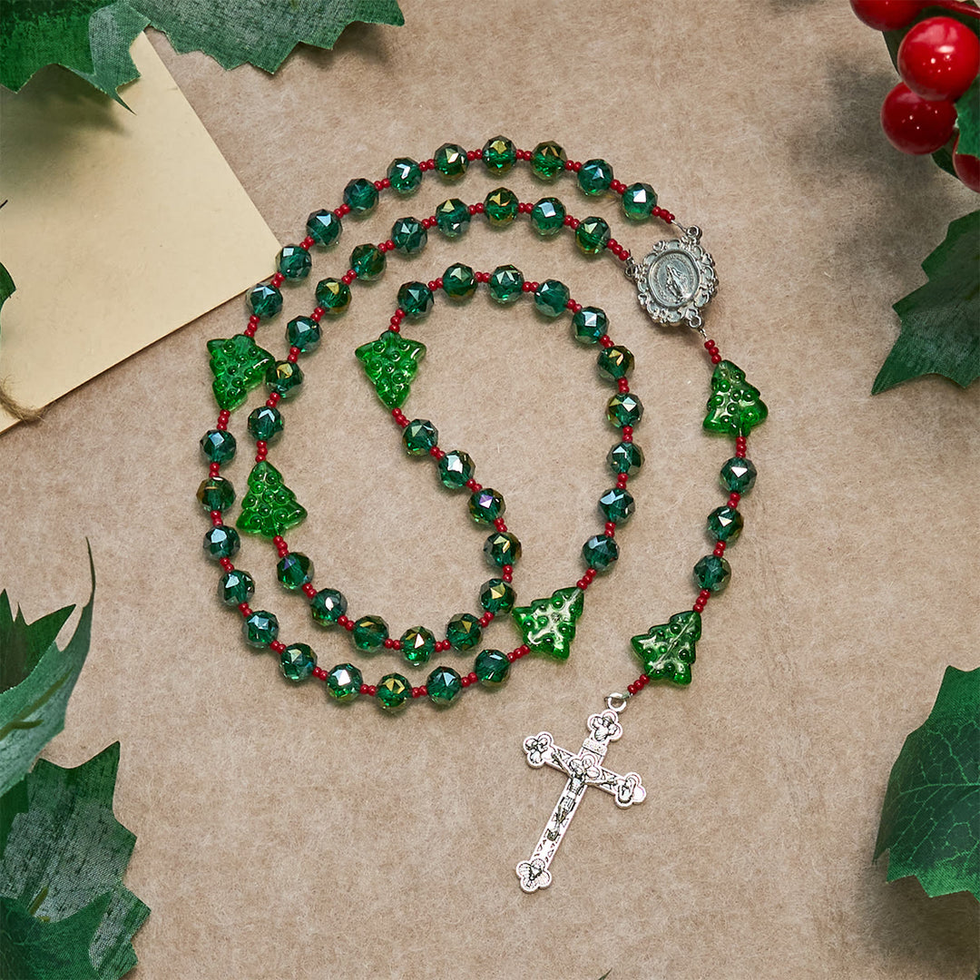 Christianartworkshop Joyful Green Tree of Hope Christmas Rosary: Celebrate Christ's Birth - image 2