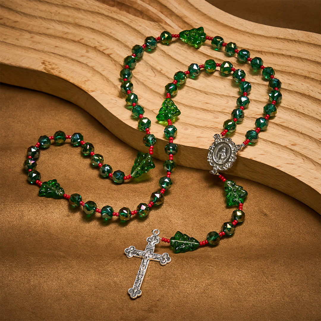 Christianartworkshop Joyful Green Tree of Hope Christmas Rosary: Celebrate Christ's Birth - Christmas Rosary - image 0