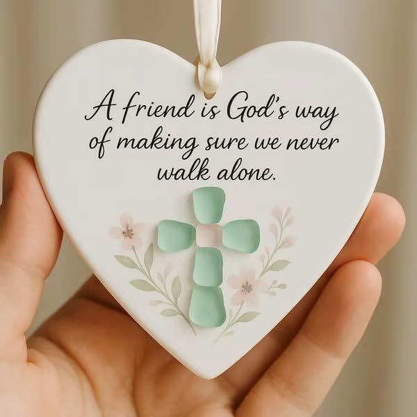 Christianartworkshop Heart-Shaped Hanging Ornament: A Friend is God's Way Faith & Friendship Reminder - A Friend is God's Way - image 0