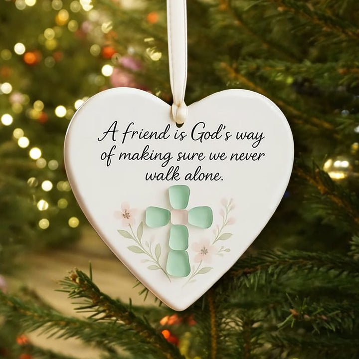 Christianartworkshop Heart-Shaped Hanging Ornament: A Friend is God's Way Faith & Friendship Reminder - image 6
