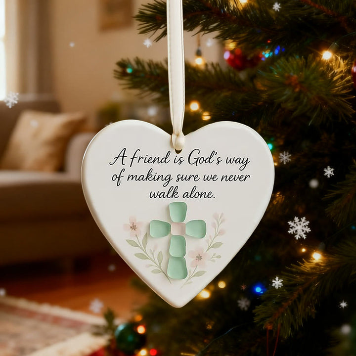 Christianartworkshop Heart-Shaped Hanging Ornament: A Friend is God's Way Faith & Friendship Reminder - image 4