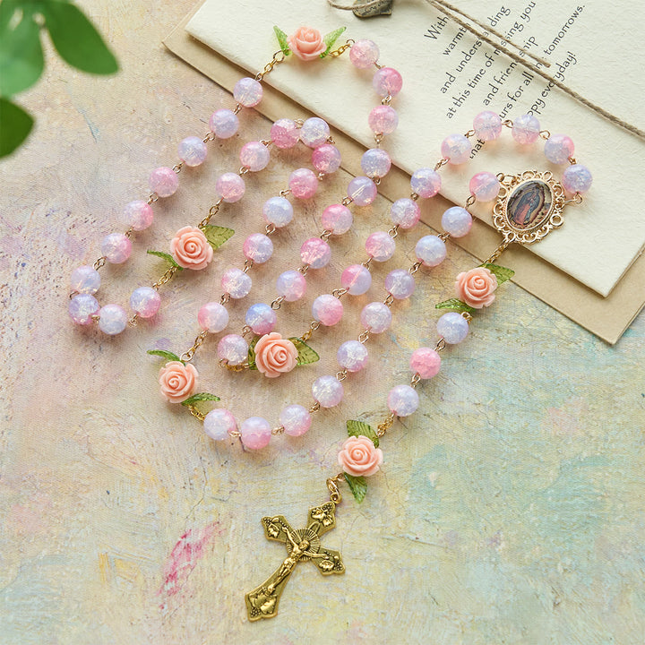 Christianartworkshop Virgin Mary with Rose-Accented Rosary: Timeless Faith & Floral Faith Symbol - image 2