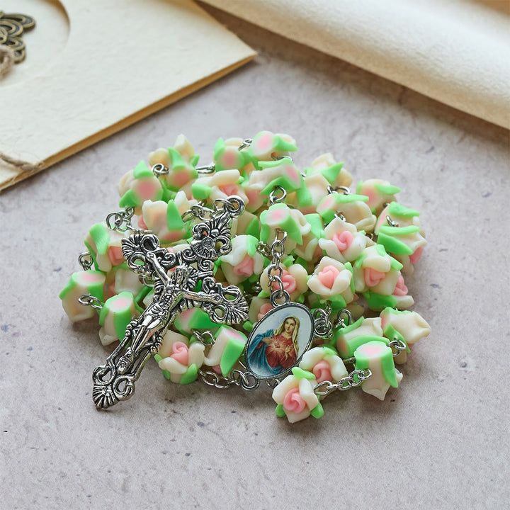 Christianartworkshop Soft Clay Rose Rosary: Floral Devotion & Handcrafted Spiritual Connection - image 18