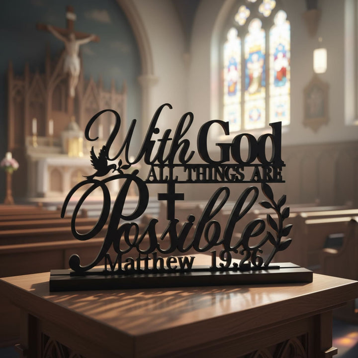 Christianartworkshop With God All Things Are Possible Table Art: A Testament to Faith & Inspiration - image 3
