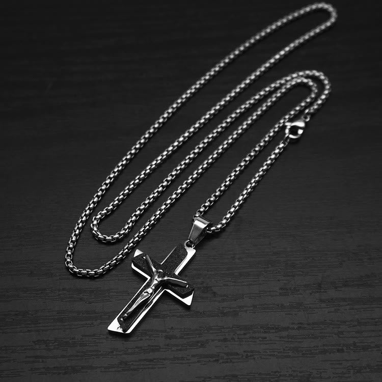 Christianartworkshop Crucifix Adornment Necklace: Spiritual Symbol & Crafted Elegance - Silver & Black - image 7