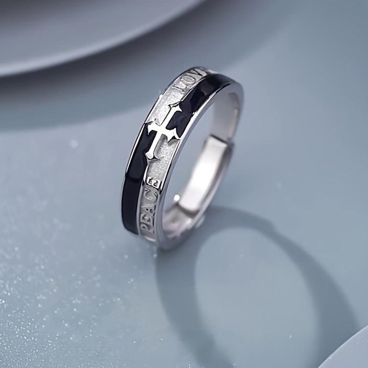 Christianartworkshop Cross Faith Ring: Peace, Love & Timeless Devotion - Adjustable(Suitable for AU Size Q - AU Size V1/2) - image 0