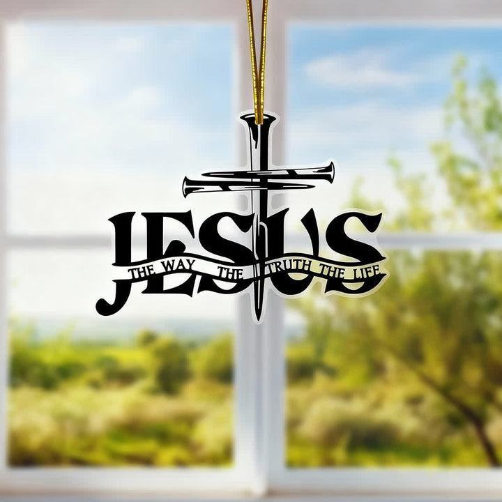 Christianartworkshop Bohemian Style Flat Jesus Prayer Cross Car Pendant with Inscription - image 1