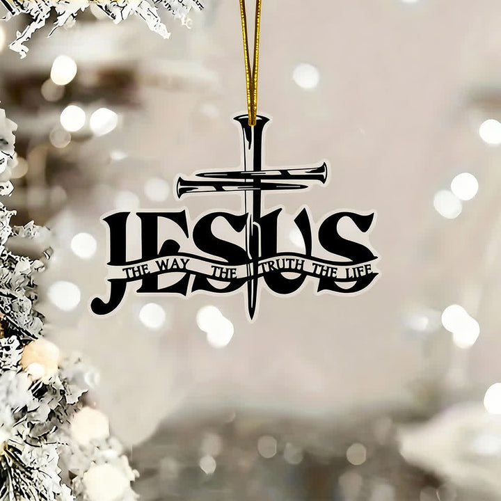 Christianartworkshop Bohemian Style Flat Jesus Prayer Cross Car Pendant with Inscription - image 2