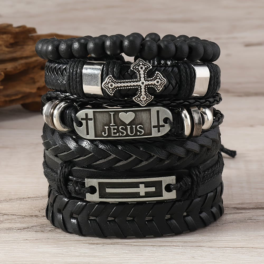 Christianartworkshop Faith-Driven Leather Bracelet Set of 6: Devotion & Stylish Expression - image 1