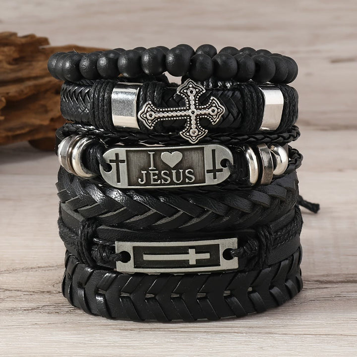 Christianartworkshop Faith-Driven Leather Bracelet Set of 6: Devotion & Stylish Expression - image 1