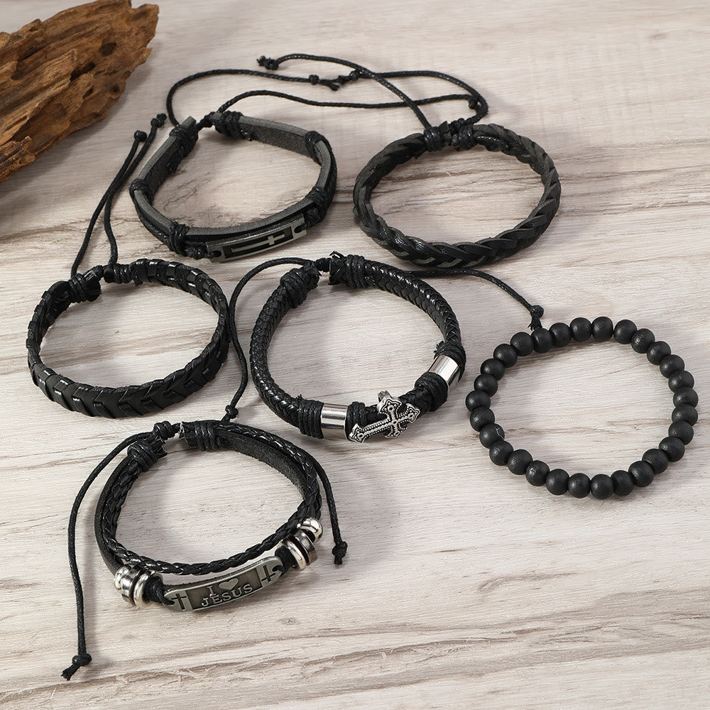 Christianartworkshop Faith-Driven Leather Bracelet Set of 6: Devotion & Stylish Expression - image 4