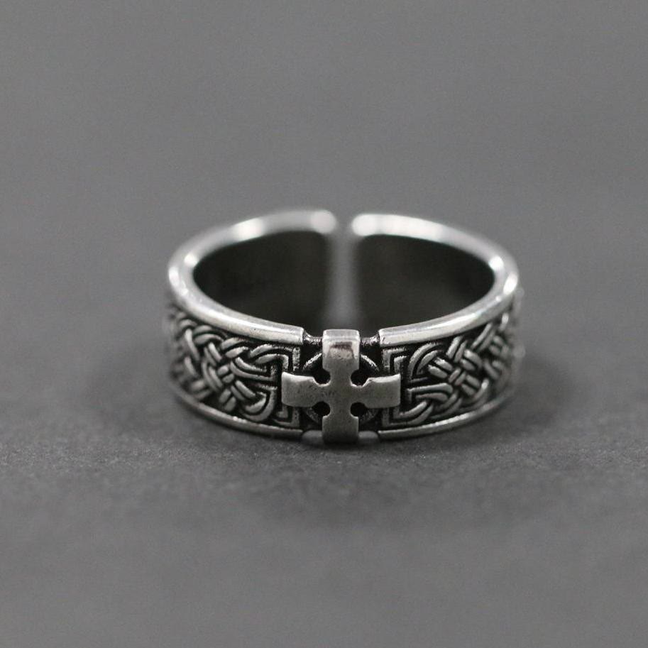 Christianartworkshop Celtic Cross Ring: Timeless Faith & Intricate Devotion - Adjustable(Suitable for AU Size Q - AU Size T1/2) - image 0