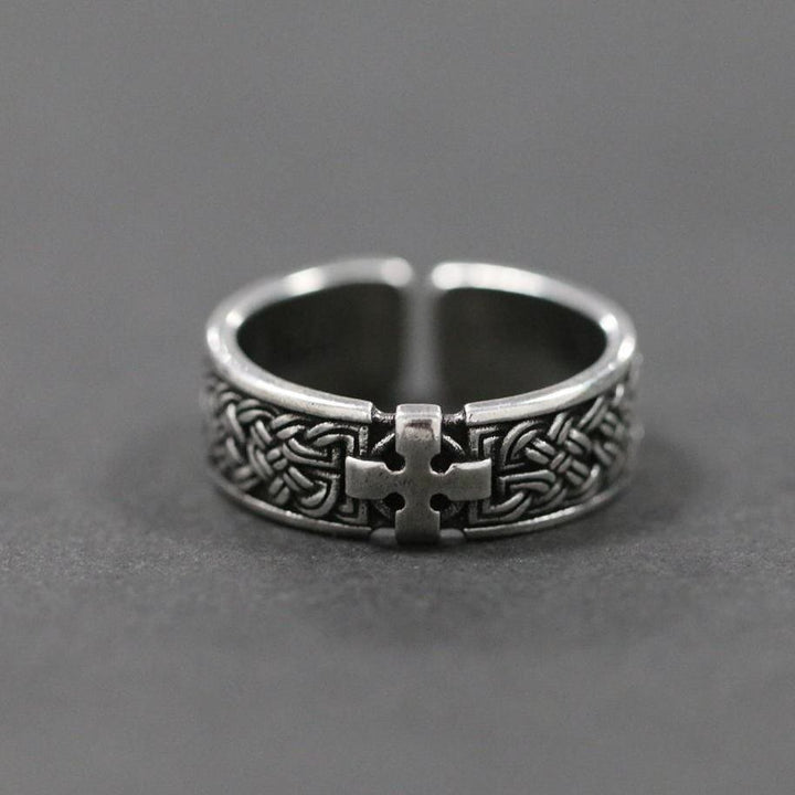 Christianartworkshop Celtic Cross Ring: Timeless Faith & Intricate Devotion - Adjustable(Suitable for AU Size Q - AU Size T1/2) - image 0