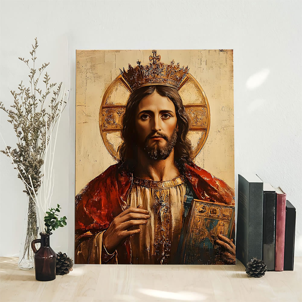 Christianartworkshop Christ the King Wall Art Prints: Royal Devotion & Sacred Majesty - Framed Canvas Painting - 11.81''*15.75''0.71"/30*40*1.8cm - image 0