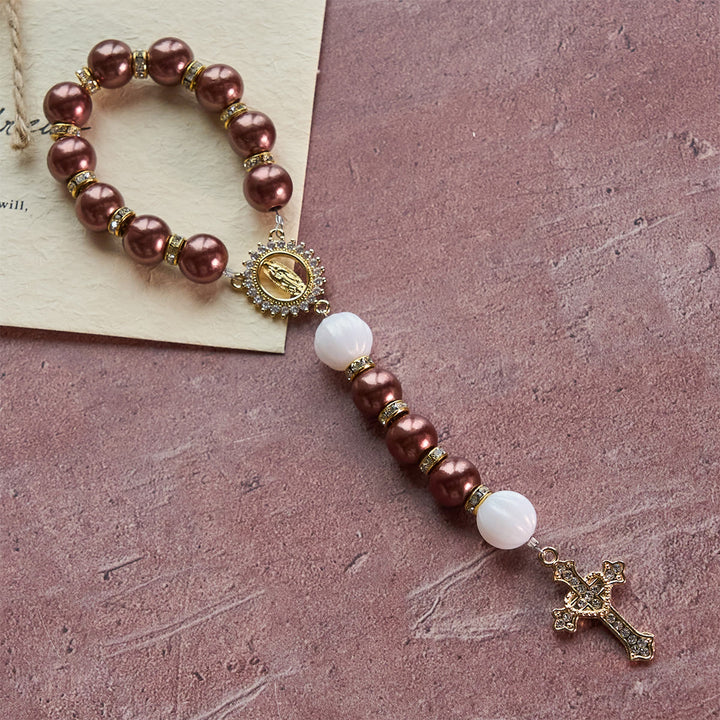 Christianartworkshop Marian Accent Pocket Rosary: Heavenly Guidance & Spiritual Connection - Bronze - image 3