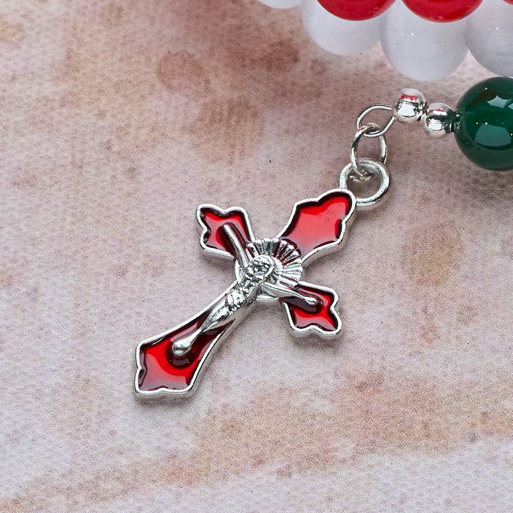 Christianartworkshop Christmas Jade Agate Rosary Bracelet: Faith & Festive Devotion - image 7