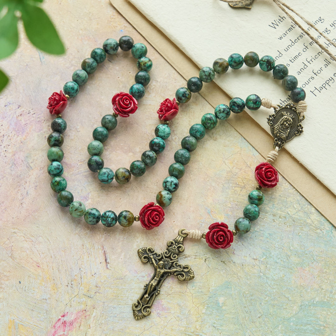 Christianartworkshop Floral Accent African Turquoise Rosary: Devotion & Artistic Craft - image 4