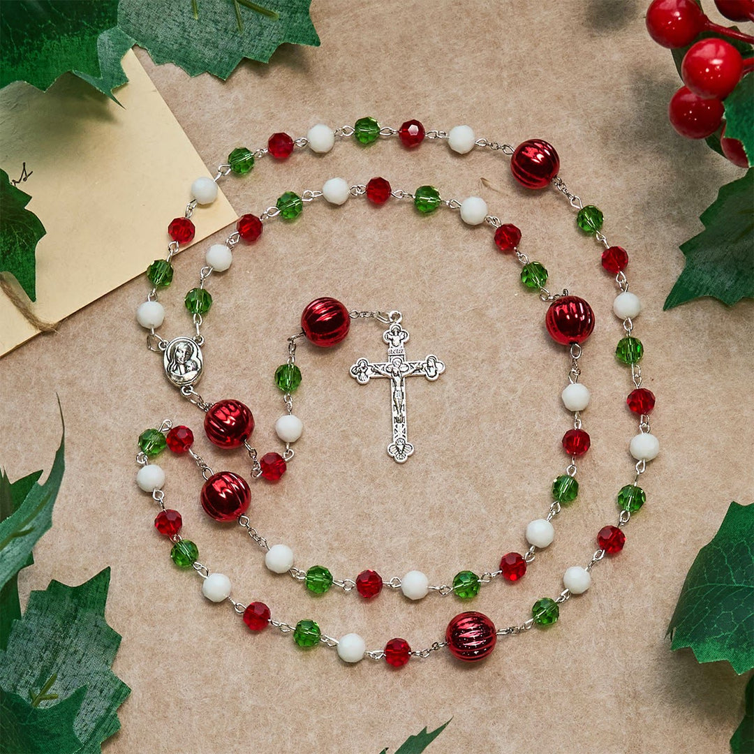 Christianartworkshop Christmas Crystal Rosary with Cross: Faithful Celebration & Heavenly Bond - image 2