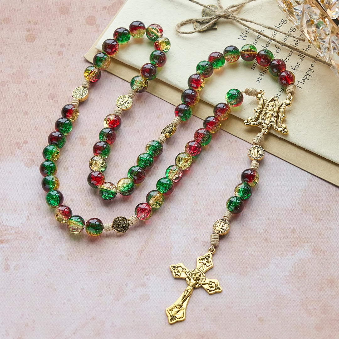 Christianartworkshop Christmas Glass Rosary with Cross: Faithful Celebration & Festive Luster - image 3