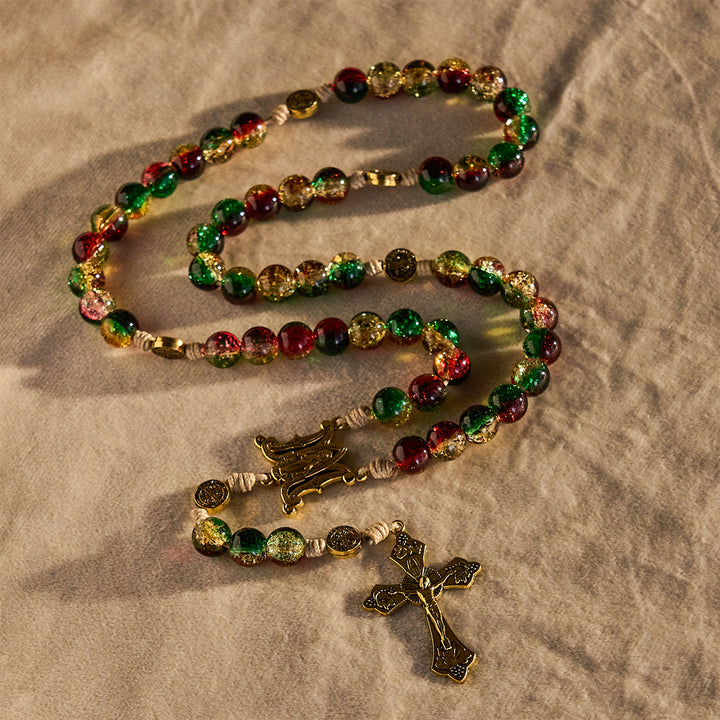 Christianartworkshop Christmas Glass Rosary with Cross: Faithful Celebration & Festive Luster - image 5