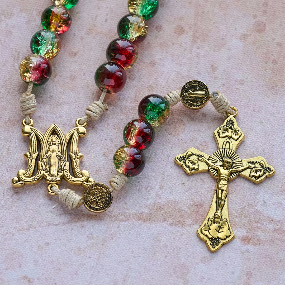 Christianartworkshop Christmas Glass Rosary with Cross: Faithful Celebration & Festive Luster - image 7