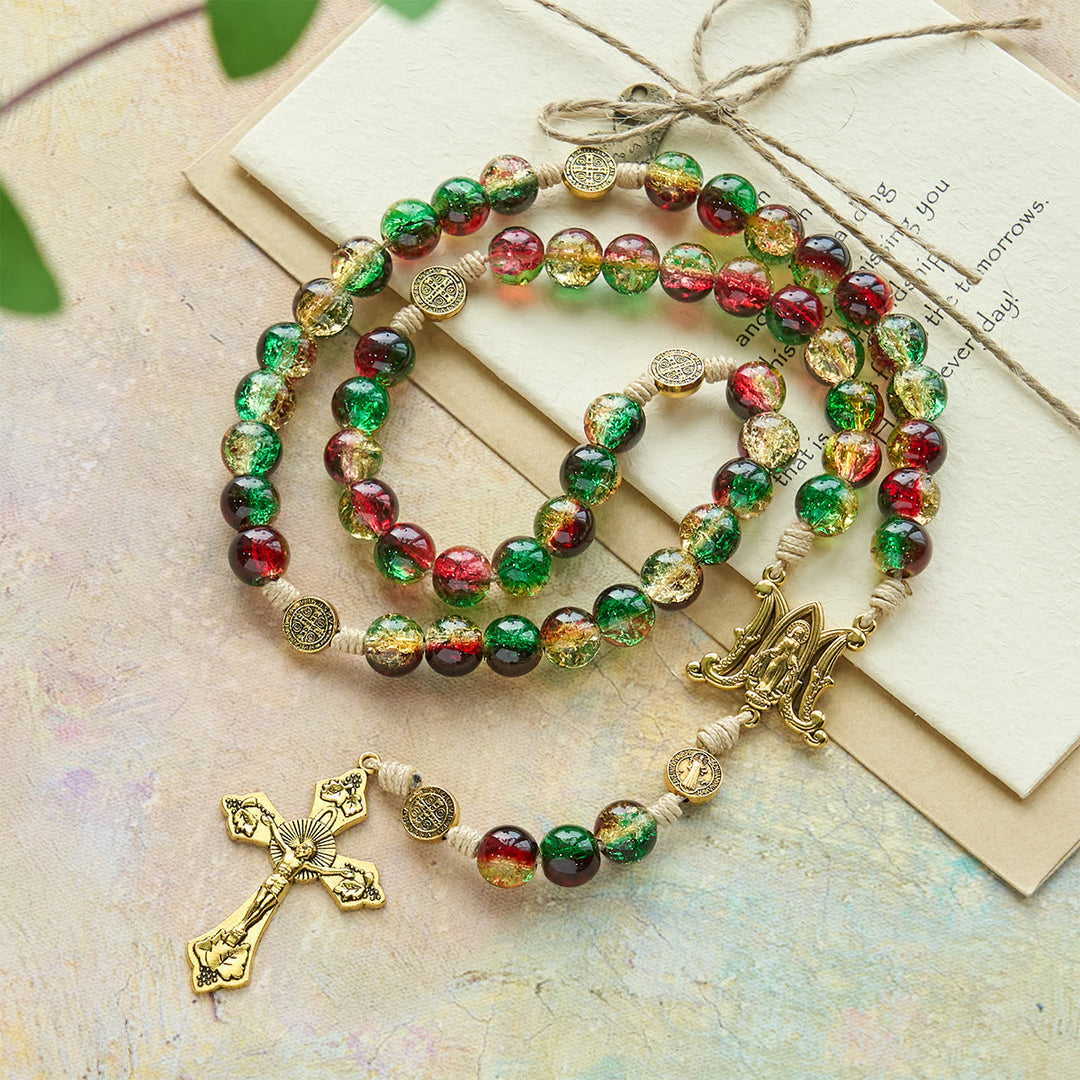 Christianartworkshop Christmas Glass Rosary with Cross: Faithful Celebration & Festive Luster - image 2