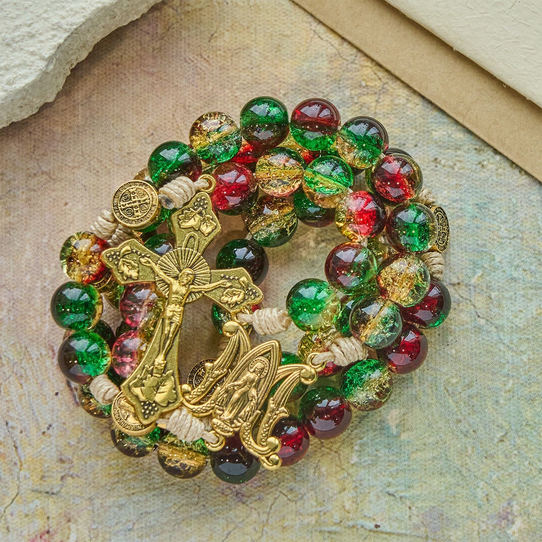 Christianartworkshop Christmas Glass Rosary with Cross: Faithful Celebration & Festive Luster - image 8